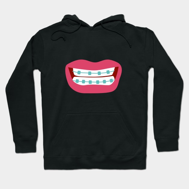 Woman smiling with teeth braces Hoodie by marufemia